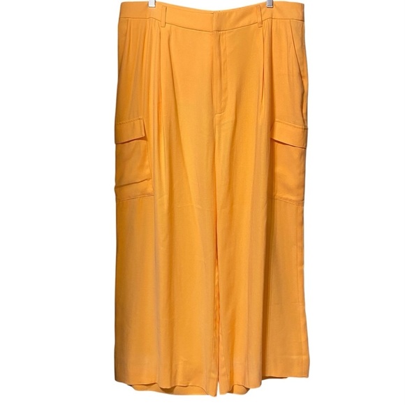DKNY Cantaloupe Orange High Rise Wide Leg Cargo Utility Pants Trousers Size 16 - Picture 1 of 5